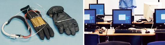 computer room image, sensor gloves